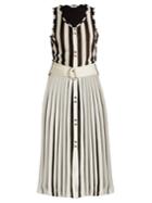 Nina Ricci Striped-knit Sleeveless Dress