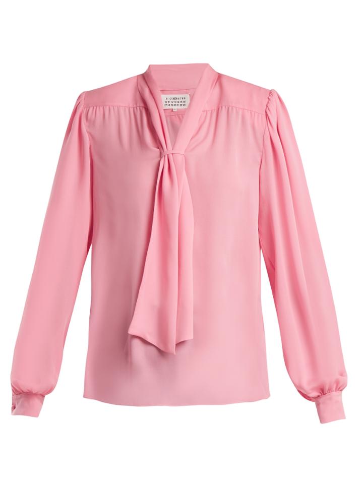 Maison Margiela Tie-neck Silk Blouse