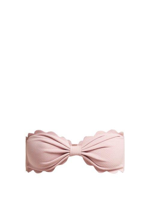 Matchesfashion.com Marysia - Antibes Scallop Edge Bandeau Bikini Top - Womens - Light Pink