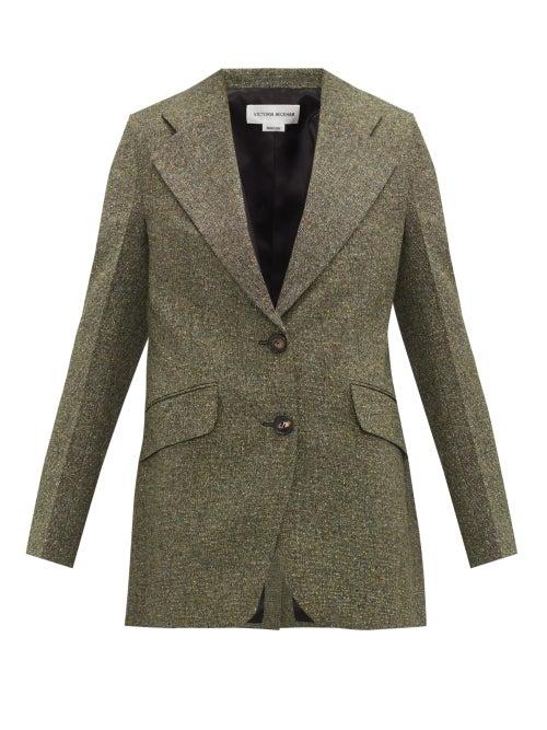 Matchesfashion.com Victoria Beckham - Jarvis Single-breasted Tweed Jacket - Womens - Green Multi