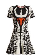 Matchesfashion.com Alexander Mcqueen - Exploded Beetle Jacquard Fluted Dress - Womens - Ivory Multi