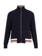Moncler Gamme Bleu Striped-hem Waffle-knit Wool Bomber Jacket