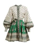 Matchesfashion.com Zimmermann - Amari Paisley Print Mini Dress - Womens - Green