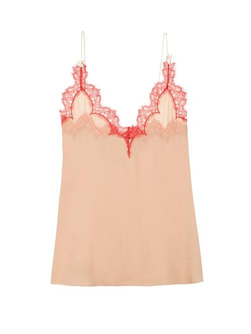 Gucci Eyelash Lace-trimmed Silk-georgette Cami Top