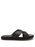 Mens Shoes Gianvito Rossi - Cesare Crossover-strap Leather Sandals - Mens - Black