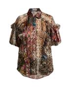 Matchesfashion.com Preen By Thornton Bregazzi - Saskia Floral And Snake Print Satin Devor Blouse - Womens - Multi