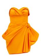 Matchesfashion.com Carolina Herrera - Strapless Ruched Silk-faille Mini Dress - Womens - Yellow