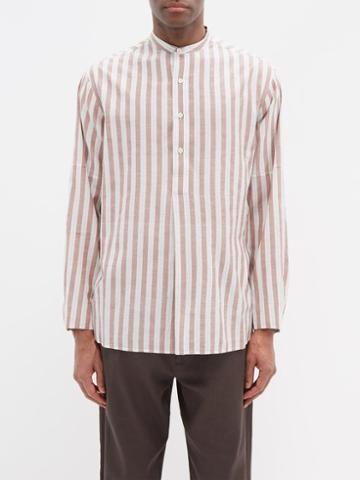 Itoh - Striped Cotton-blend Shirt - Mens - Brown Stripe