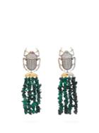Matchesfashion.com Begum Khan - Pharoah Gold Plated & Malachite Clip Earrings - Womens - Green