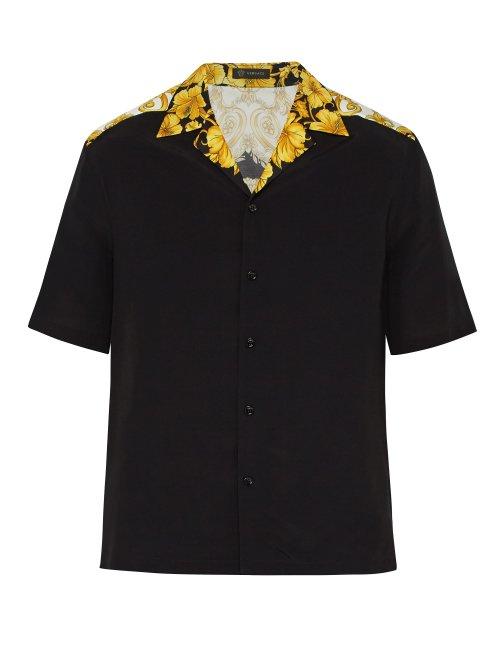 Matchesfashion.com Versace - Gold Hibiscus Print Poplin Shirt - Mens - Gold Multi