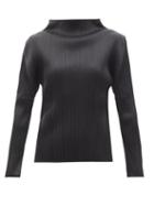 Ladies Rtw Pleats Please Issey Miyake - High-neck Technical-pleated Top - Womens - Black