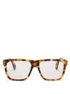 Matchesfashion.com Gucci - Square Frame Tortoise Effect Acetate Glasses - Womens - Tortoiseshell