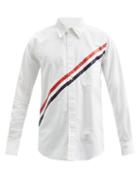 Matchesfashion.com Thom Browne - Tricolour-stripe Cotton-oxford Shirt - Mens - White