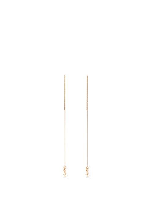 Saint Laurent - Ysl-plaque Chain Earrings - Womens - Gold