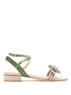 Matchesfashion.com Rue St. - Miguel Buckle Front Leather Sandals - Womens - Green Multi
