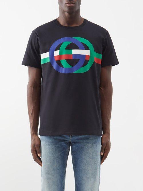 Gucci - Gg-logo Print Cotton-jersey T-shirt - Mens - Black Multi