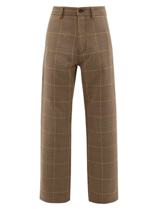 Matchesfashion.com Marni - Houndstooth Check Wool Trousers - Mens - Beige