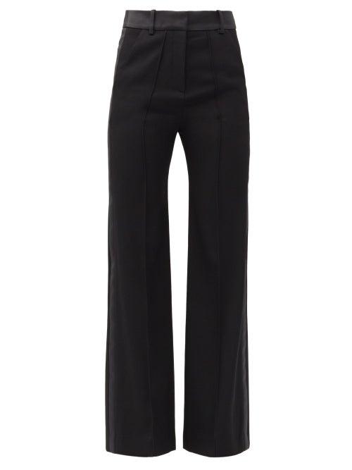 Matchesfashion.com Paco Rabanne - Satin-trimmed Wool Straight-leg Trousers - Womens - Black