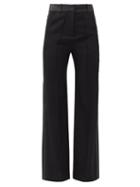 Matchesfashion.com Paco Rabanne - Satin-trimmed Wool Straight-leg Trousers - Womens - Black