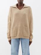Raey - Responsible Wool Open-collar Rib Knit Rugby Jumper - Womens - Camel