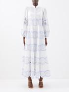 Zimmermann - Cira Tiered Broderie-anglaise Cotton Maxi Dress - Womens - Ivory
