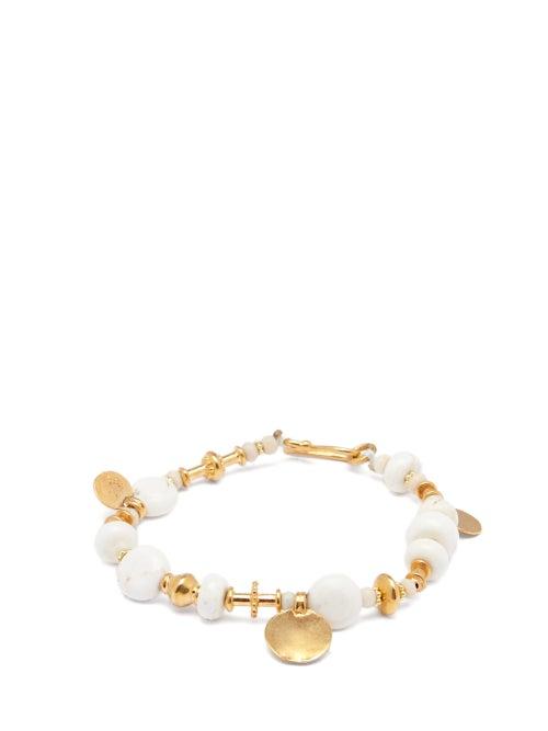 Matchesfashion.com Katerina Makriyianni - Beaded 24kt Gold-vermeil Bracelet - Womens - White Gold