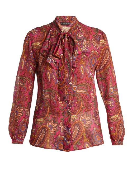 Matchesfashion.com Etro - Tiger's Eye Paisley Print Silk Blouse - Womens - Pink Multi