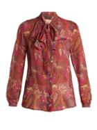 Matchesfashion.com Etro - Tiger's Eye Paisley Print Silk Blouse - Womens - Pink Multi