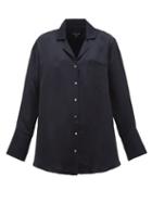 Matchesfashion.com White Story - Biennale Oversized Satin Pyjama Shirt - Womens - Navy