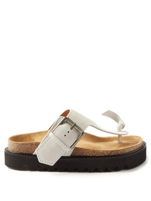 Acne Studios - Buckled Suede Platform Sandals - Womens - White