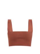 Victoria Beckham - Square-neck Jersey Cropped Top - Womens - Brown
