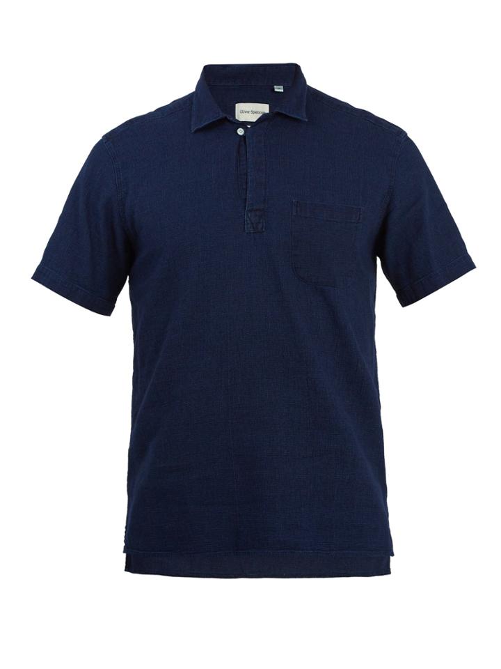 Oliver Spencer Point-collar Short-sleeve Cotton Polo Shirt