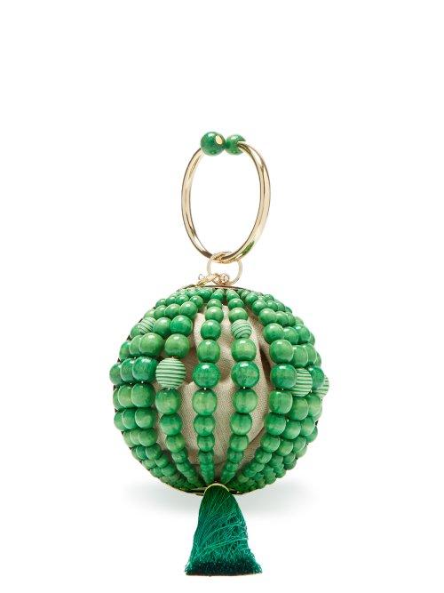 Matchesfashion.com Rosantica By Michela Panero - Billie Bead And Tassel Ball Clutch - Womens - Green