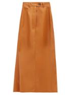 Matchesfashion.com A.w.a.k.e. Mode - Ginger Back To Front Faux Leather Midi Skirt - Womens - Orange