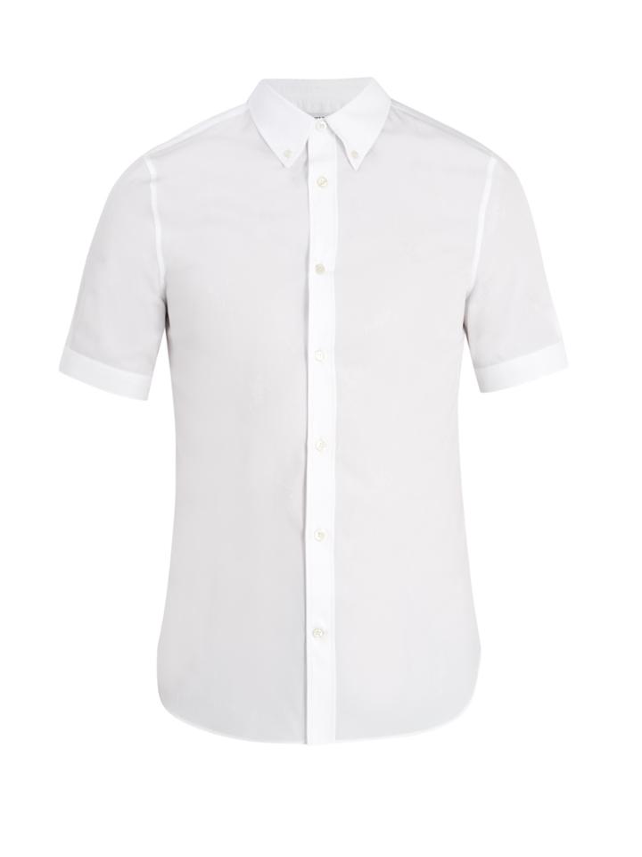 Alexander Mcqueen Short-sleeved Skeleton-jacquard Cotton Shirt