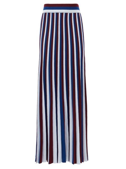 Matchesfashion.com Gabriela Hearst - Dixie Striped Wool Midi Skirt - Womens - Blue Stripe