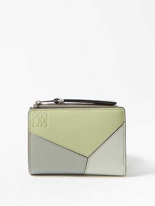 Loewe - Puzzle Leather Zip-around Wallet - Womens - Light Green