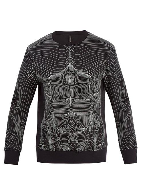 Matchesfashion.com Blackbarrett By Neil Barrett - Topography Body Print Jersey Sweatshirt - Mens - Black White