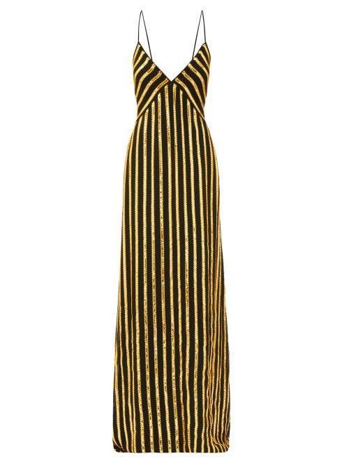 Matchesfashion.com Galvan - Pride Sequinned Striped Dress - Womens - Black Gold