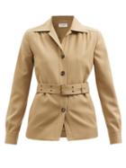 Saint Laurent - Belted Wool-twill Shirt Jacket - Womens - Beige