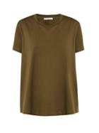 Matchesfashion.com Moncler - Ruffle Trimmed Cotton T Shirt - Womens - Khaki