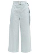 Matchesfashion.com Proenza Schouler White Label - Belted Cropped Cotton Wide-leg Trousers - Womens - Light Denim