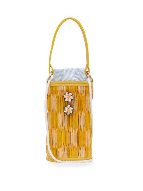 Matchesfashion.com Heimat Atlantica - Cupid Shell-embellished Reed Bag - Womens - Yellow Multi