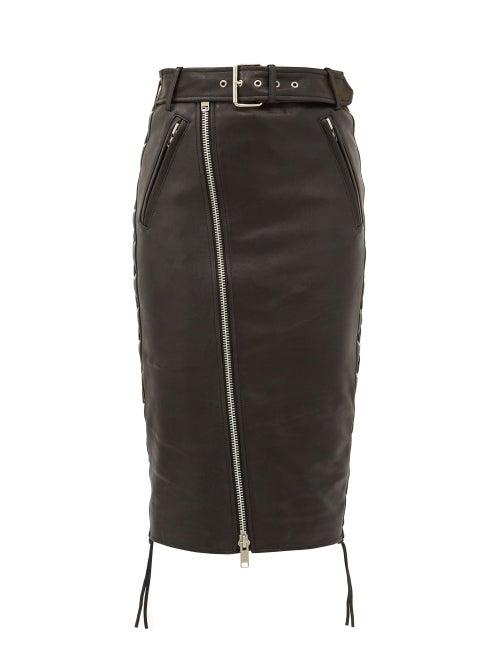 Matchesfashion.com Balenciaga - Zip And Lace-up Leather Biker Skirt - Womens - Black
