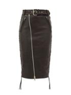 Matchesfashion.com Balenciaga - Zip And Lace-up Leather Biker Skirt - Womens - Black