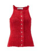 Ludovic De Saint Sernin - Smocked Cotton-blend Tank Top - Womens - Red