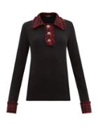 Matchesfashion.com Dolce & Gabbana - Tweed-trimmed Wool-blend Sweater - Womens - Black