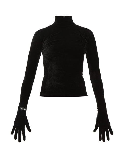 Matchesfashion.com Richard Quinn - High Neck Velvet Top - Womens - Black
