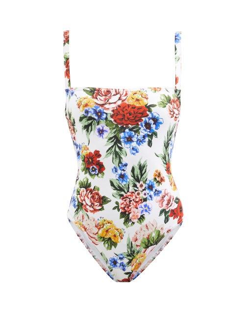 Emilia Wickstead - Scarlet Floral-print Swimsuit - Womens - White Print