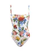 Emilia Wickstead - Scarlet Floral-print Swimsuit - Womens - White Print